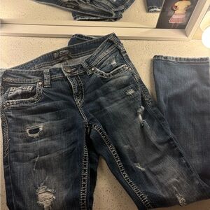 Aiko Dark Blue Distressed Boyfriend Jeans